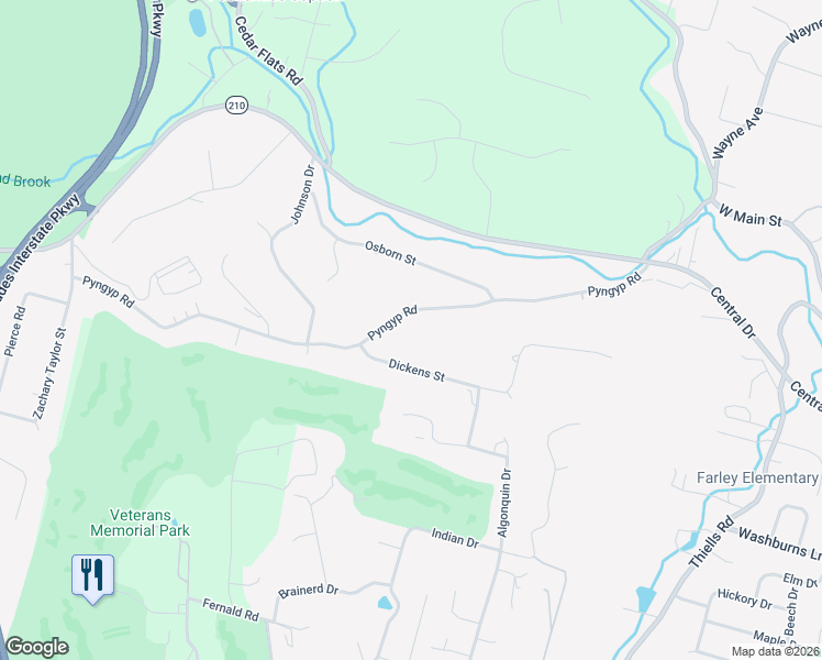 map of restaurants, bars, coffee shops, grocery stores, and more near 21 Pyngyp Road in Stony Point
