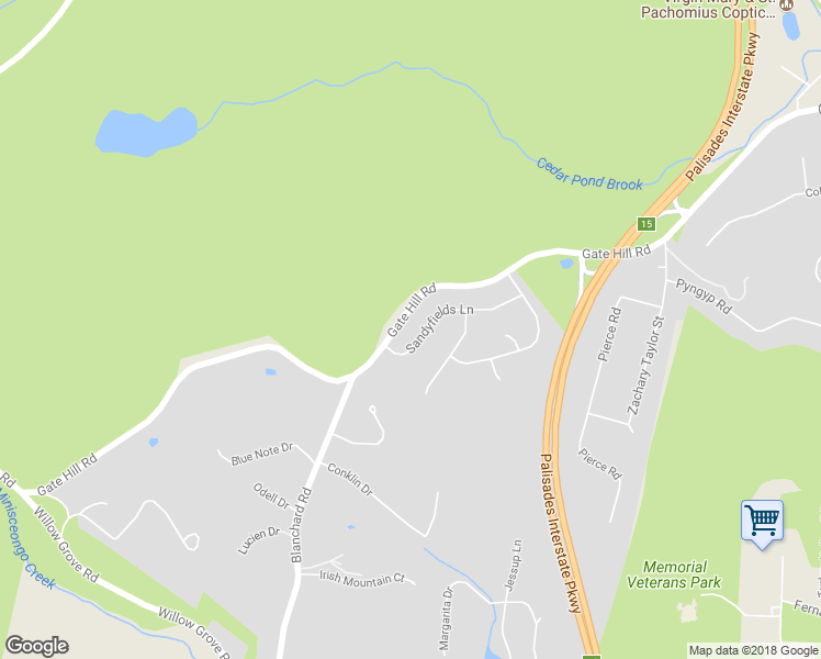 map of restaurants, bars, coffee shops, grocery stores, and more near 23 Sandyfields Lane in Stony Point