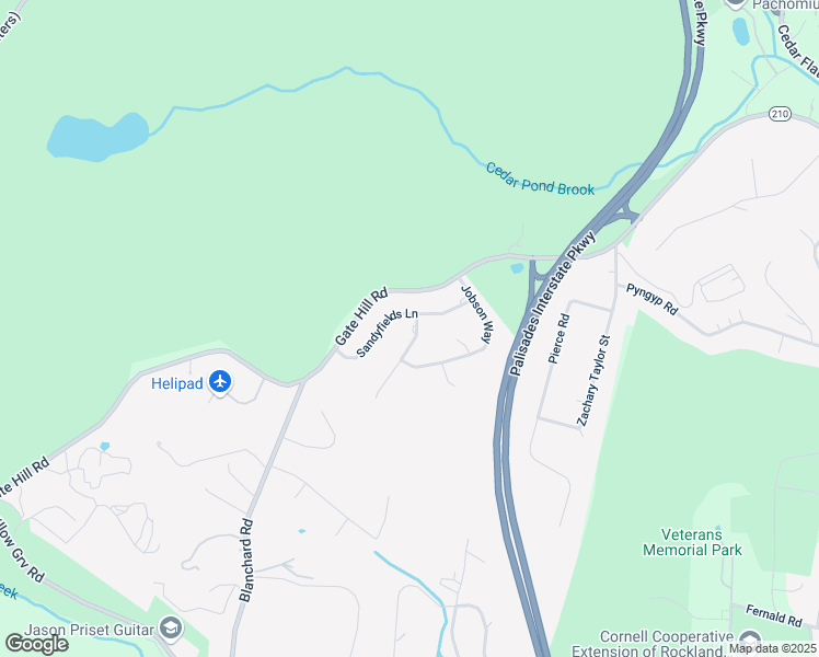 map of restaurants, bars, coffee shops, grocery stores, and more near 11 Sandyfields Lane in Stony Point