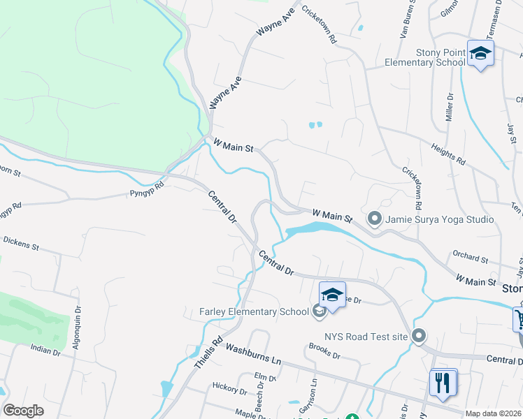 map of restaurants, bars, coffee shops, grocery stores, and more near 7 Reservoir Road in Stony Point