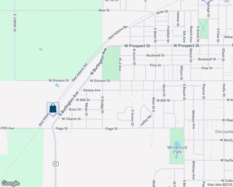 map of restaurants, bars, coffee shops, grocery stores, and more near 900 Dewey Avenue in Kewanee