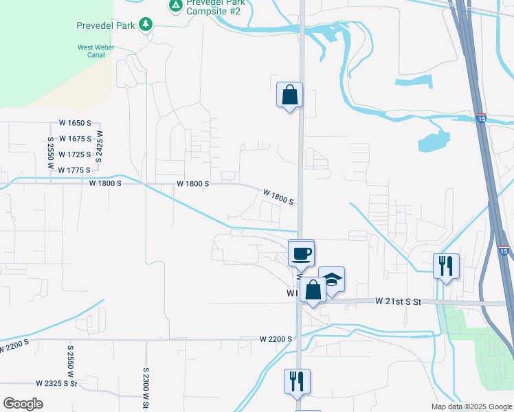 map of restaurants, bars, coffee shops, grocery stores, and more near 1874 South 1900 West in Ogden