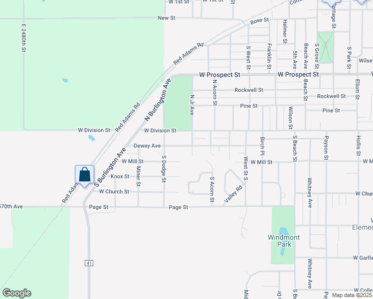 map of restaurants, bars, coffee shops, grocery stores, and more near 900 Dewey Avenue in Kewanee