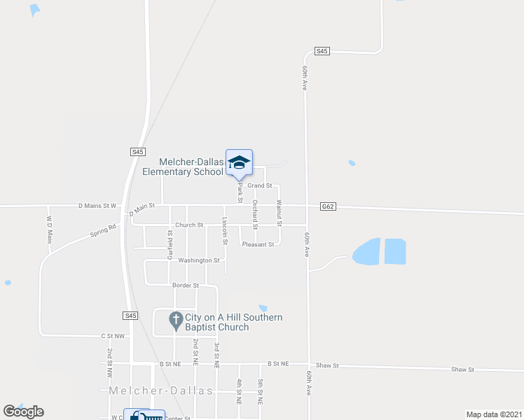 map of restaurants, bars, coffee shops, grocery stores, and more near 702 D' Main Street in Melcher-Dallas