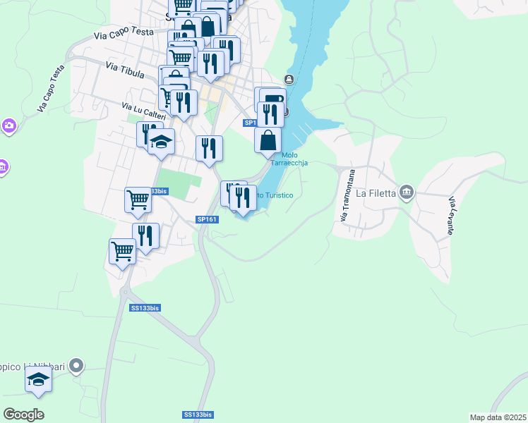 map of restaurants, bars, coffee shops, grocery stores, and more near 9 Piazza il Chiostro in Santa Teresa Gallura