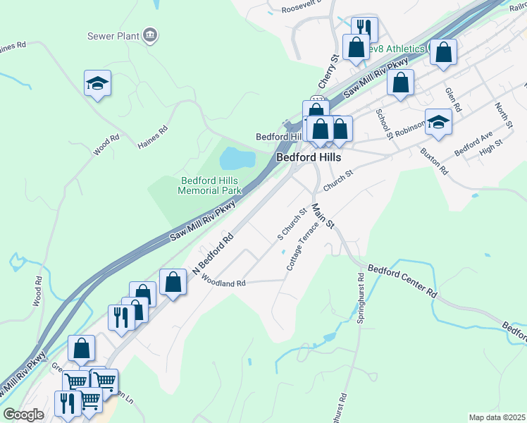 map of restaurants, bars, coffee shops, grocery stores, and more near 416 North Bedford Road in Bedford Hills