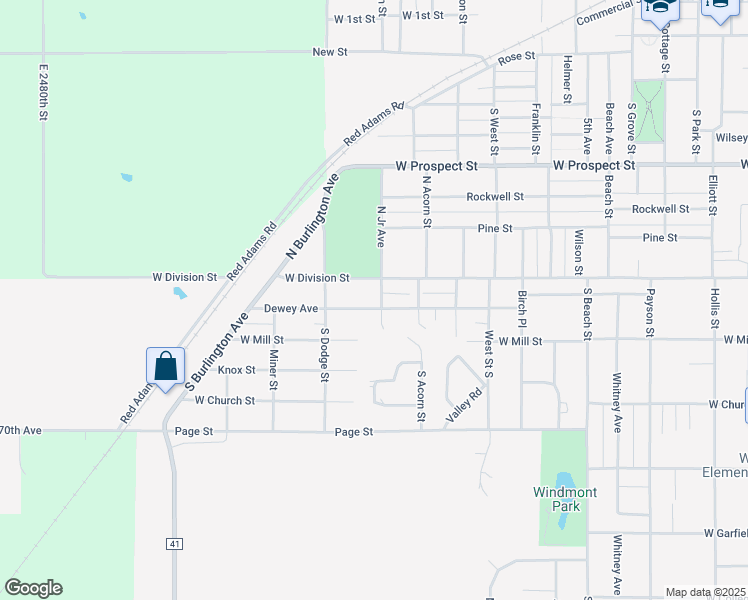 map of restaurants, bars, coffee shops, grocery stores, and more near 900 Dewey Avenue in Kewanee