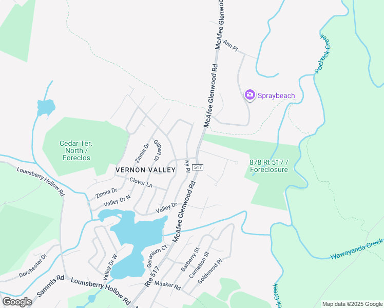 map of restaurants, bars, coffee shops, grocery stores, and more near 872 County Road 517 in Vernon Valley