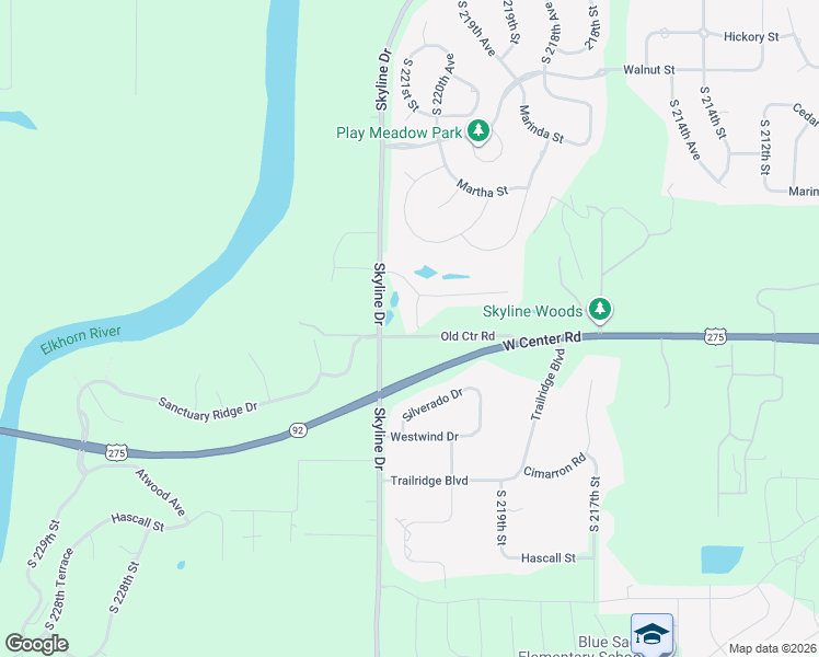 map of restaurants, bars, coffee shops, grocery stores, and more near 2542 South 221st Circle in Omaha