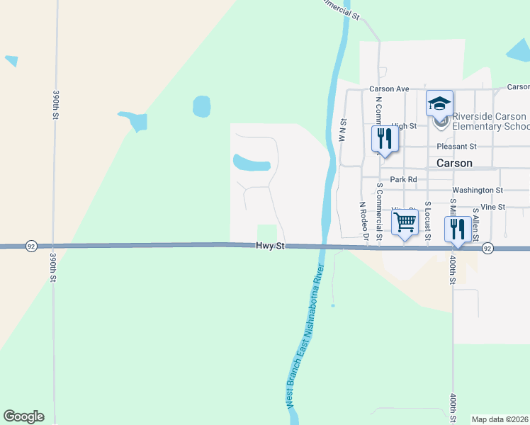 map of restaurants, bars, coffee shops, grocery stores, and more near 122 Grace Street in Carson