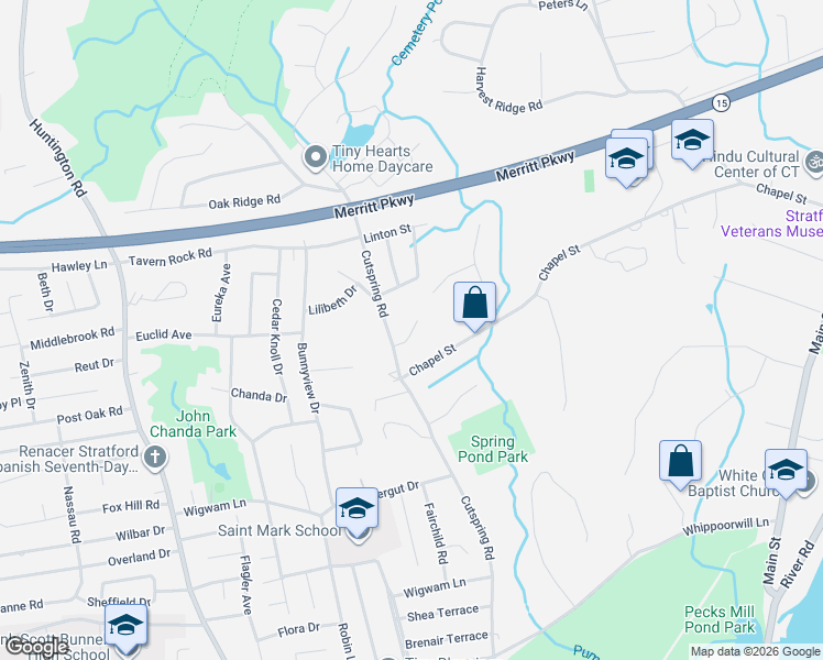 map of restaurants, bars, coffee shops, grocery stores, and more near 23 Enrica Rita Way in Stratford