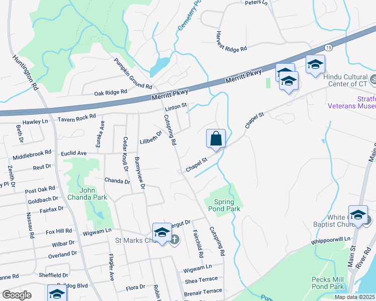 map of restaurants, bars, coffee shops, grocery stores, and more near 120 Morning Glory Terrace in Stratford