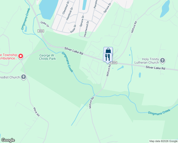 map of restaurants, bars, coffee shops, grocery stores, and more near 109 Squaw Hollow Trail in Dingmans Ferry
