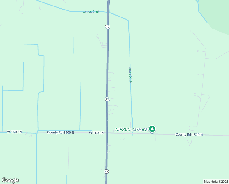 map of restaurants, bars, coffee shops, grocery stores, and more near 15285 Indiana 49 in Wheatfield