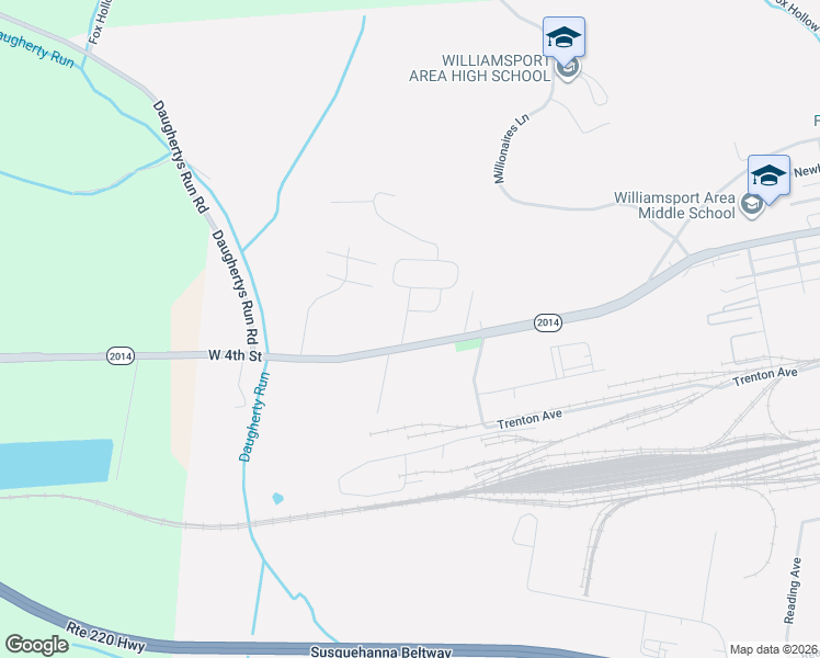 map of restaurants, bars, coffee shops, grocery stores, and more near 16 Terrace Lane in Williamsport