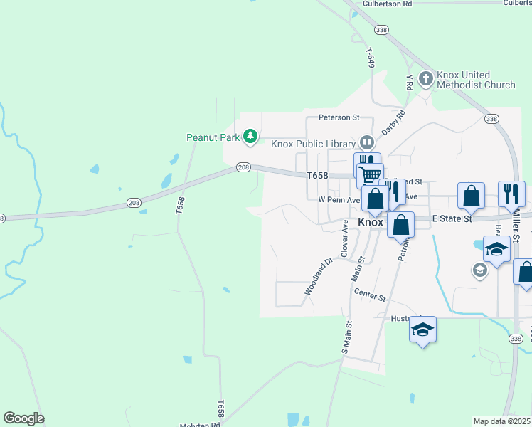 map of restaurants, bars, coffee shops, grocery stores, and more near 1000 West State Street in Knox