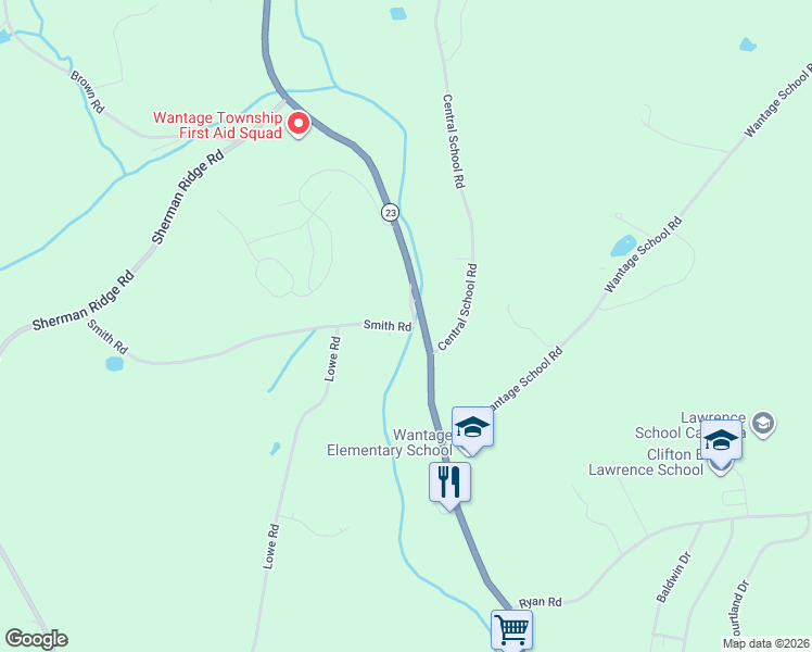 map of restaurants, bars, coffee shops, grocery stores, and more near 4 Smith Road in Wantage
