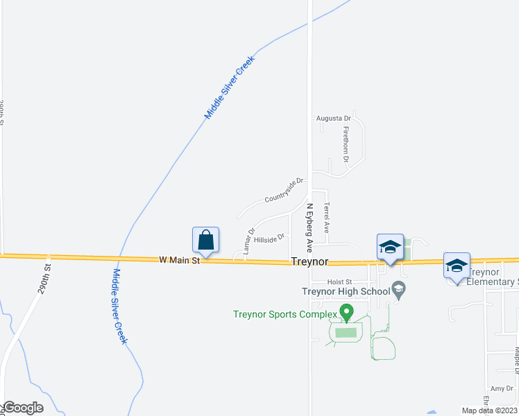 map of restaurants, bars, coffee shops, grocery stores, and more near 22 Countryside Drive in Treynor