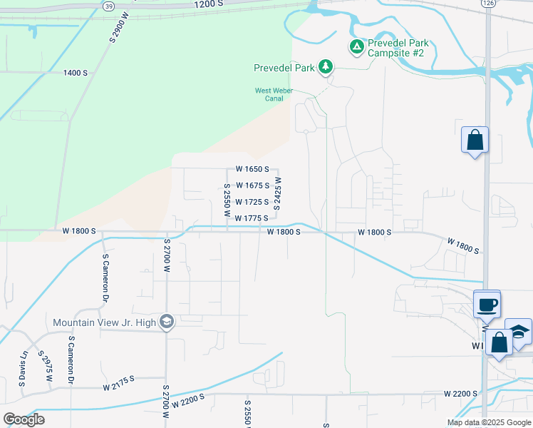 map of restaurants, bars, coffee shops, grocery stores, and more near 2454 West 1775 South in West Haven