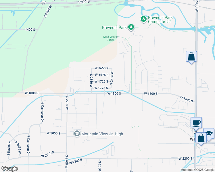 map of restaurants, bars, coffee shops, grocery stores, and more near 2454 West 1775 South in West Haven
