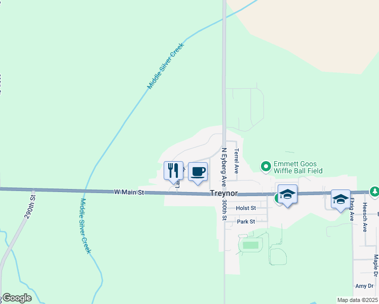 map of restaurants, bars, coffee shops, grocery stores, and more near 22 Countryside Drive in Treynor