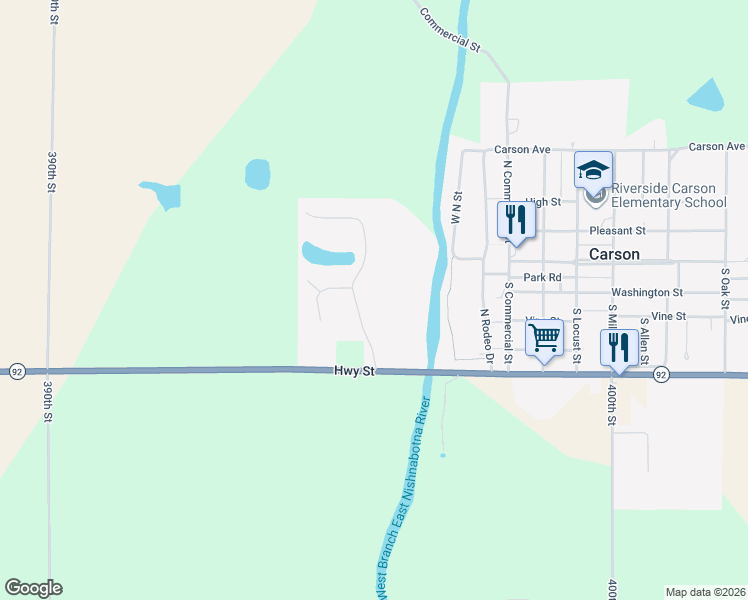 map of restaurants, bars, coffee shops, grocery stores, and more near 117 Christy Street in Carson