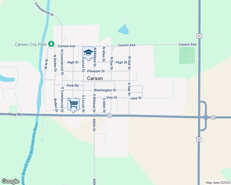 map of restaurants, bars, coffee shops, grocery stores, and more near 536 Vine Street in Carson