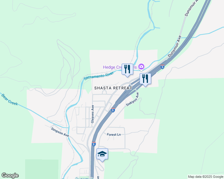 map of restaurants, bars, coffee shops, grocery stores, and more near 4203-4215 Dunsmuir Ave in Dunsmuir