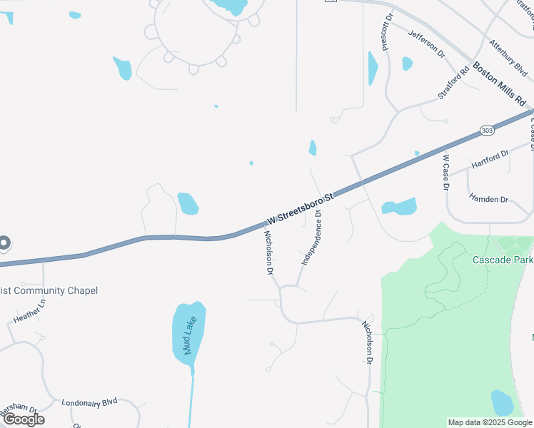 map of restaurants, bars, coffee shops, grocery stores, and more near 466 Ohio 303 in Hudson