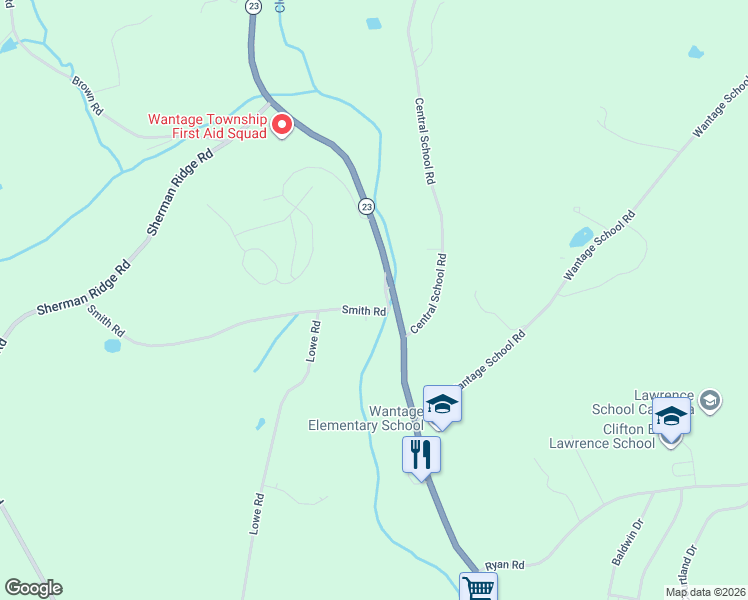 map of restaurants, bars, coffee shops, grocery stores, and more near 4 Smith Road in Wantage