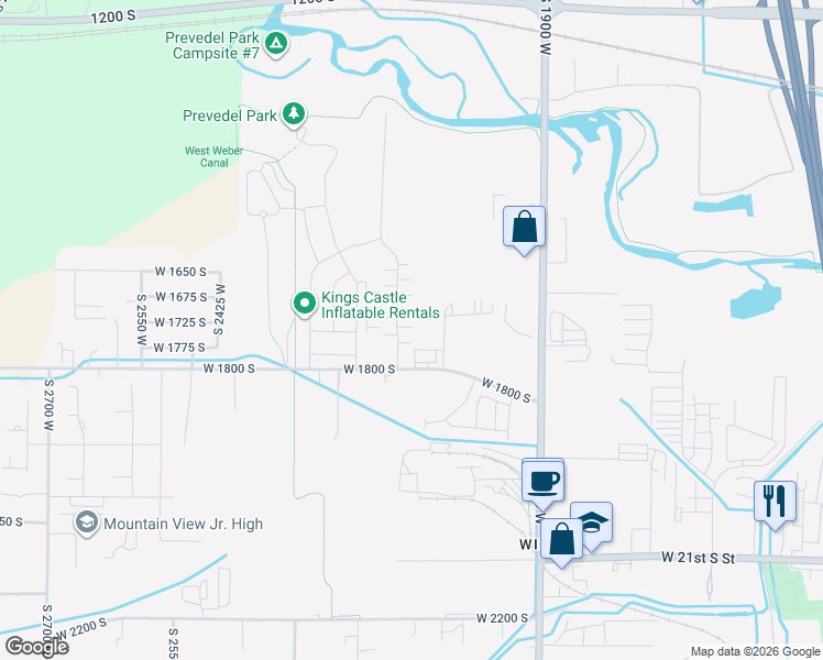 map of restaurants, bars, coffee shops, grocery stores, and more near 1755 South 2050 West in West Haven