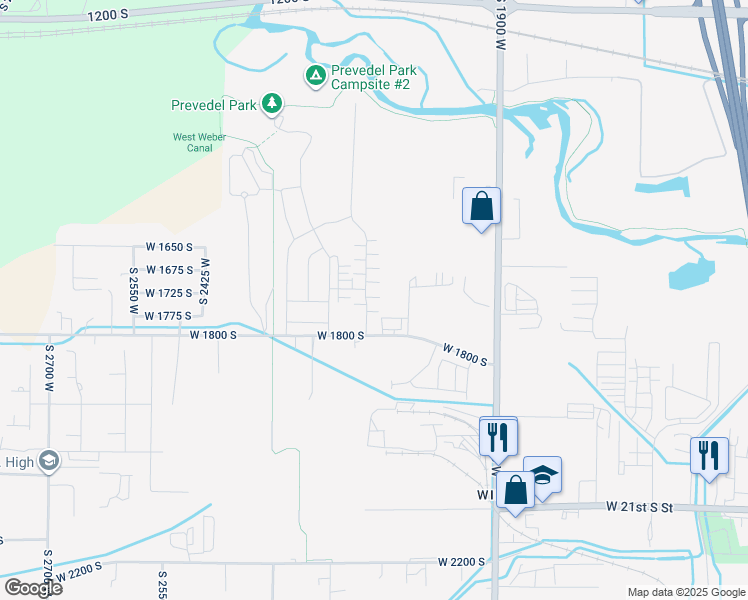 map of restaurants, bars, coffee shops, grocery stores, and more near 1755 South 2050 West in West Haven
