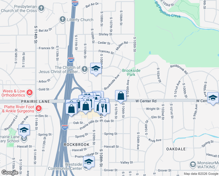 map of restaurants, bars, coffee shops, grocery stores, and more near in Omaha
