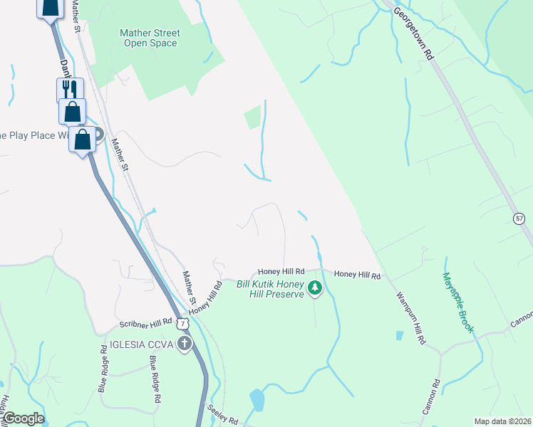 map of restaurants, bars, coffee shops, grocery stores, and more near 41 Quail Ridge Road in Wilton