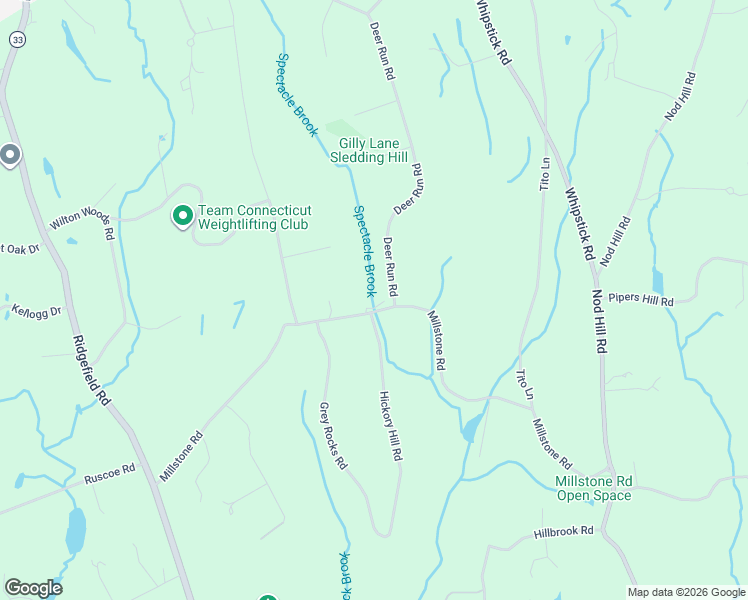 map of restaurants, bars, coffee shops, grocery stores, and more near 145 Millstone Road in Wilton