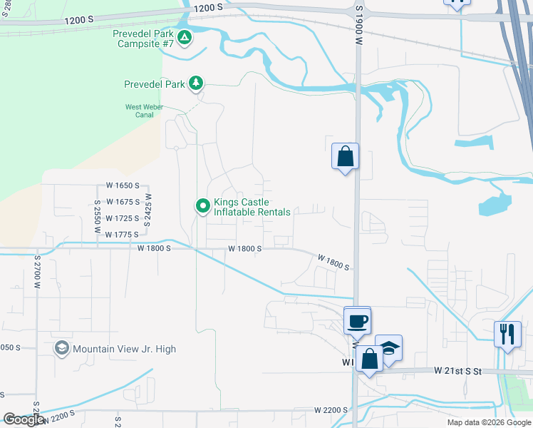 map of restaurants, bars, coffee shops, grocery stores, and more near 1695 South 2050 West in West Haven