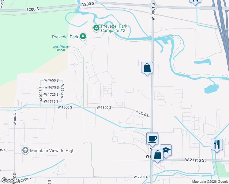 map of restaurants, bars, coffee shops, grocery stores, and more near 2079 West 1715 South in West Haven