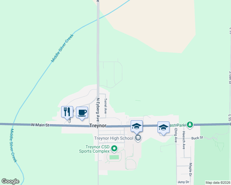 map of restaurants, bars, coffee shops, grocery stores, and more near 2 Saint Andrews Court in Treynor