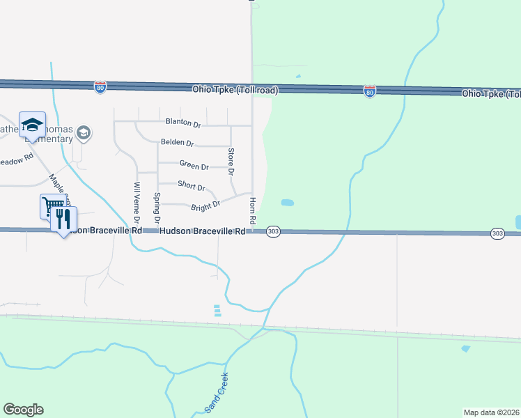 map of restaurants, bars, coffee shops, grocery stores, and more near 8988 Horn Road in Windham