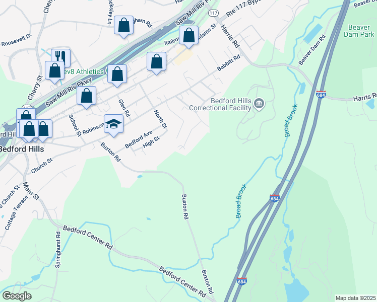 map of restaurants, bars, coffee shops, grocery stores, and more near 39 Rome Avenue in Bedford Hills