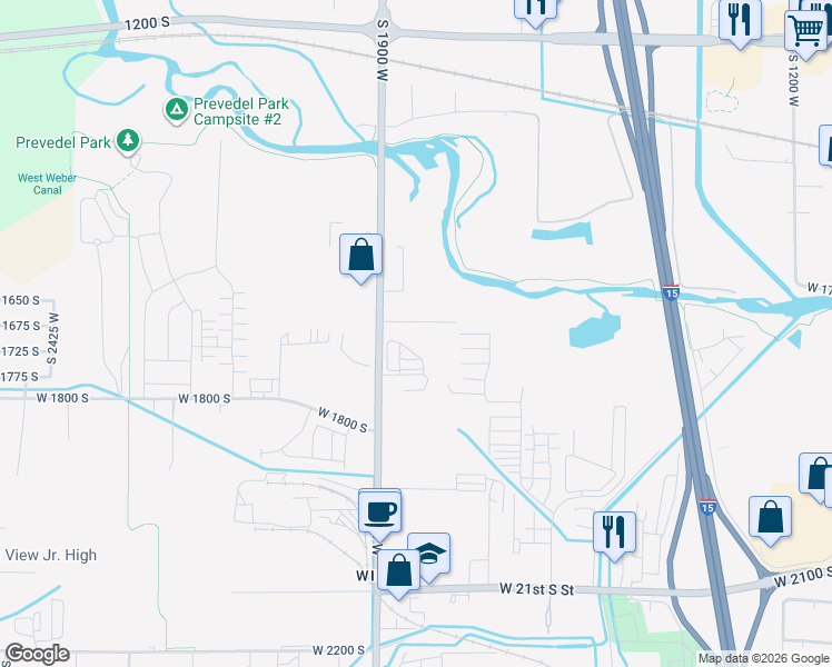 map of restaurants, bars, coffee shops, grocery stores, and more near 1688 South 1900 West in Ogden