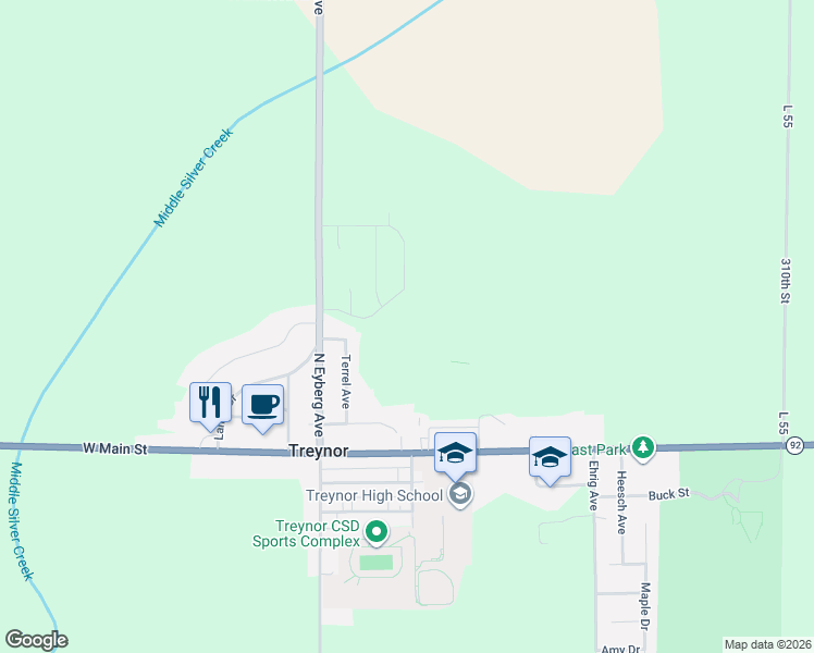 map of restaurants, bars, coffee shops, grocery stores, and more near 2 Saint Andrews Court in Treynor