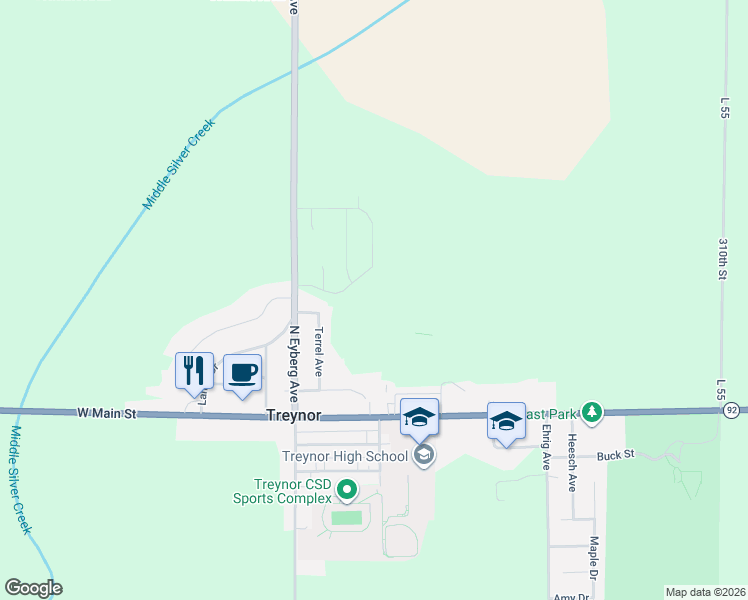 map of restaurants, bars, coffee shops, grocery stores, and more near 2 Saint Andrews Court in Treynor