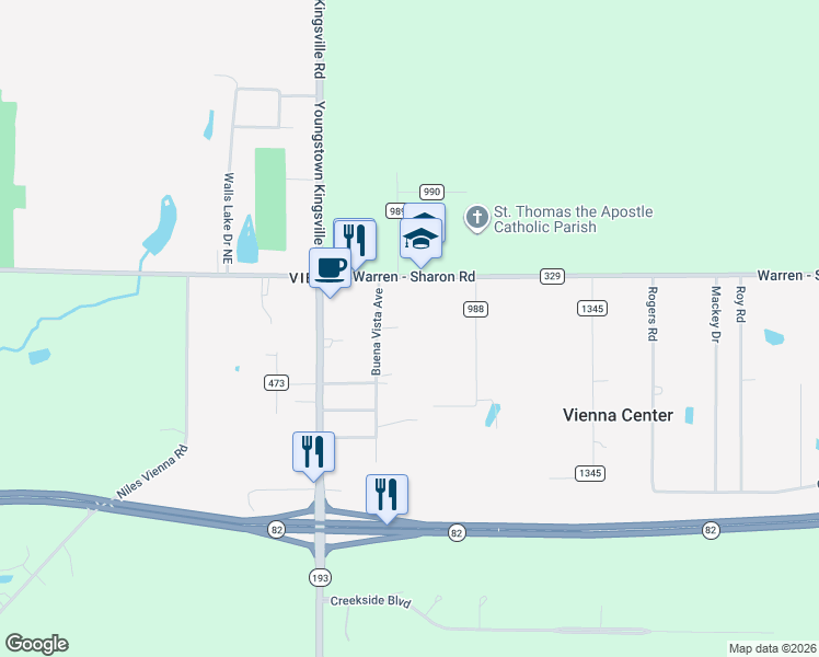 map of restaurants, bars, coffee shops, grocery stores, and more near 311 Buena Vista Avenue in Vienna Center