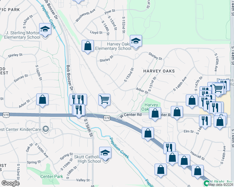 map of restaurants, bars, coffee shops, grocery stores, and more near 2511 South 153rd Circle in Omaha
