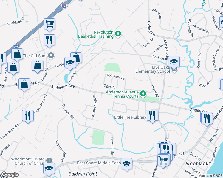 map of restaurants, bars, coffee shops, grocery stores, and more near 15 Harley Rd in Milford