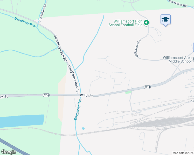 map of restaurants, bars, coffee shops, grocery stores, and more near 1101 South Terrace in Williamsport