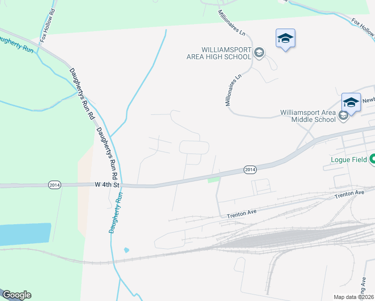 map of restaurants, bars, coffee shops, grocery stores, and more near 105 Laurel Run Circle in Williamsport