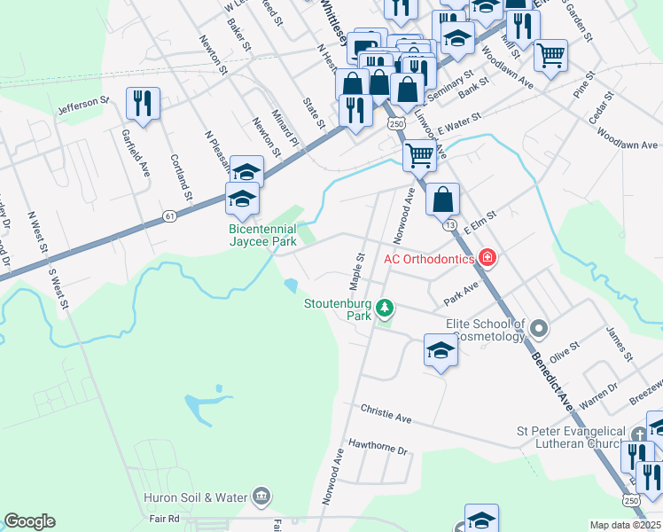 map of restaurants, bars, coffee shops, grocery stores, and more near 70 Chestnut Street West in Norwalk