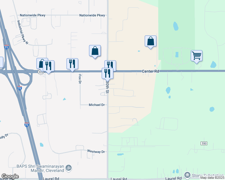 map of restaurants, bars, coffee shops, grocery stores, and more near 1456 Ridan Way in Hinckley